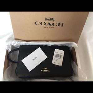 Coach Foldover crossbody/wallet/clutch blk leather